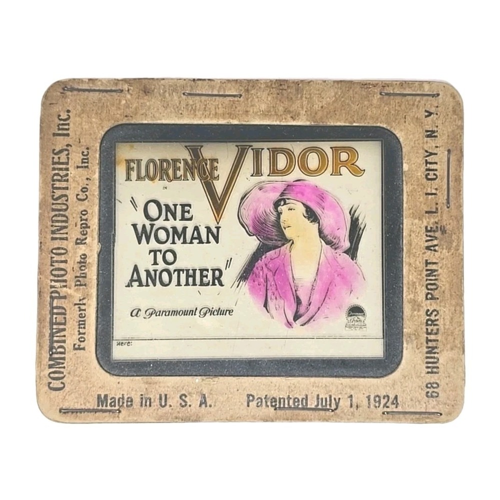 Magic Lantern Glass Slide Movie Florence Vidor "One Women to Another" Antiq PB75
